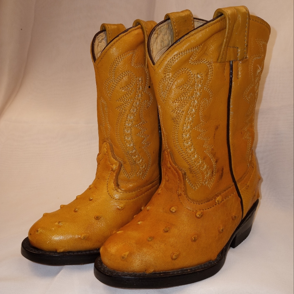 Kids Ostrich Cowboy Boots SIZE: 16